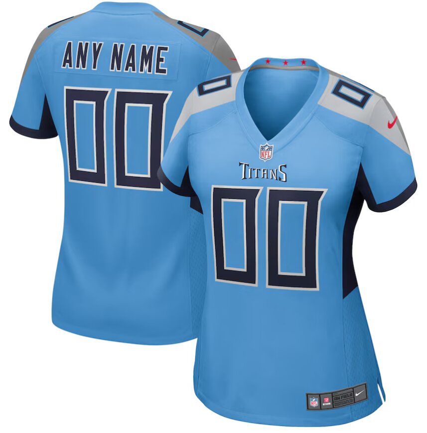 Women Custom Tennessee Titans Light Blue 2025 NFL Draft First Round Pick Nike  Game Jersey->customized nfl jersey->Custom Jersey